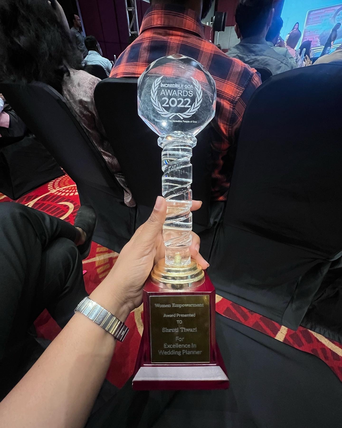 incredible goa awards <span style="font-size: 12px"><br>Shruti Tiwari for Excellence in Wedding Planning </span>